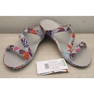 Crocs 211698-101 Women's Sz 6 Pearl/Light Gray Kadee II Tropical Sandals